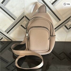 Neoprene chest bag crossbody mini backpack tan